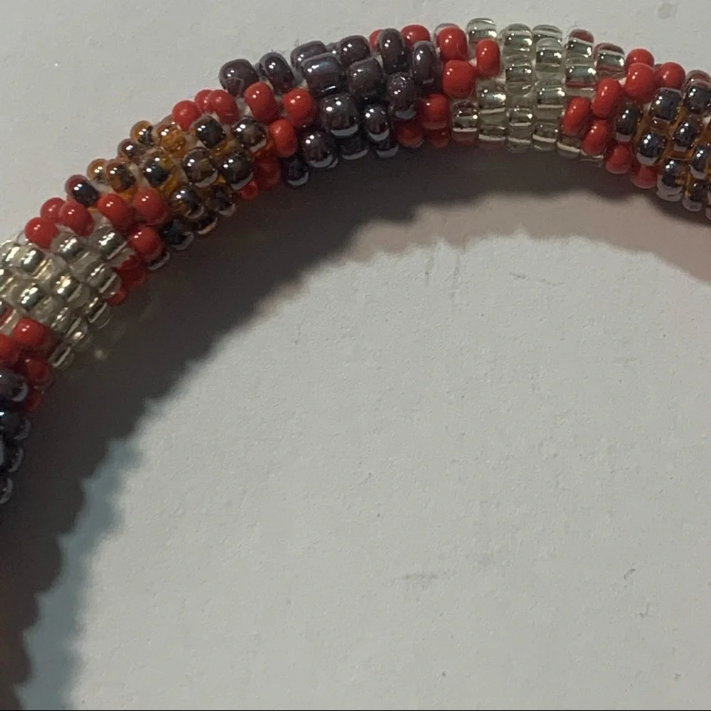5 for 20 Sashkaco orange bracelet with purple & silver beaded detail - Picture 4 of 6